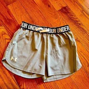 Under Armour shorts. Gray, Youth Sz M